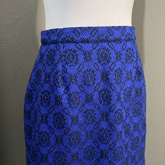 Jasper Conrad Royal Blue Black Pencil Skirt Wool and Cashmere Blend - Picture 2 of 14